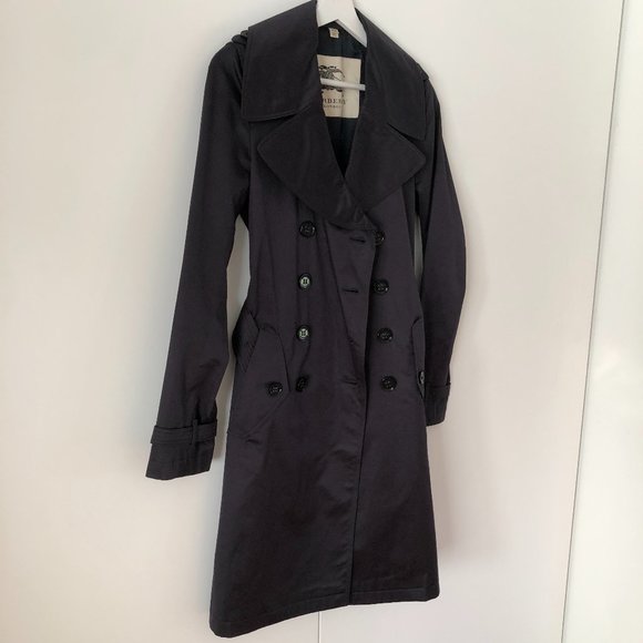 Burberry Double-breasted Mid Length Belted Trench Coat in Navy